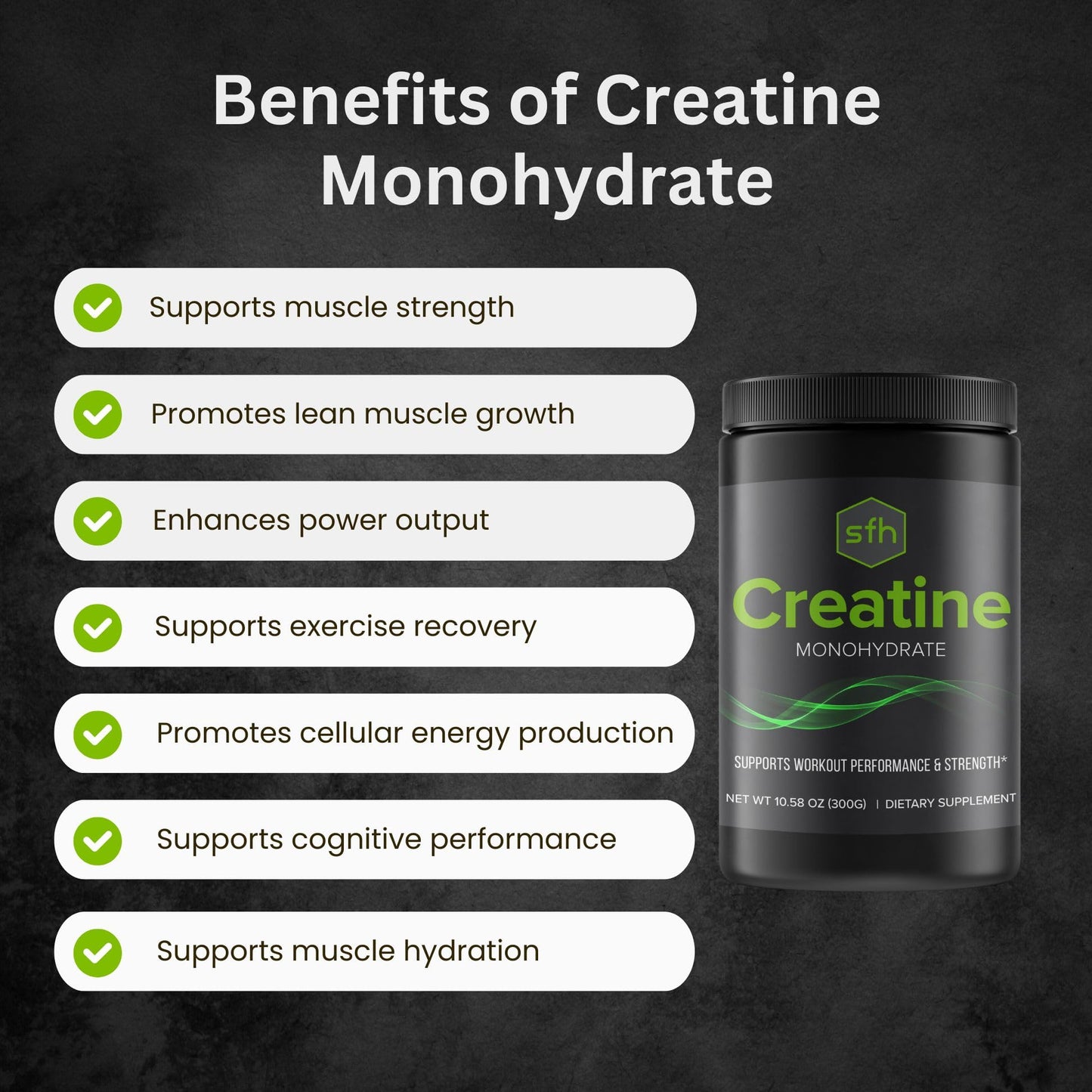 SFH Creatine Monohydrate Powder Micronized Pure Unflavored Fitness Supplement 10.58