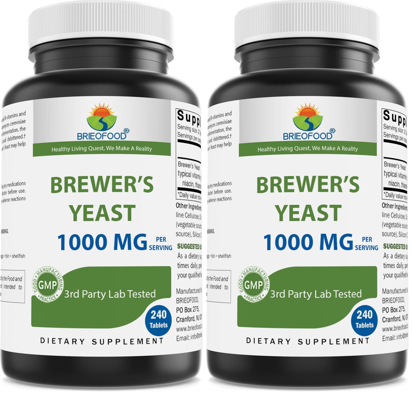 Brieofood Brewers Yeast 1000 mg per Serving Tablets, 480 Tablets