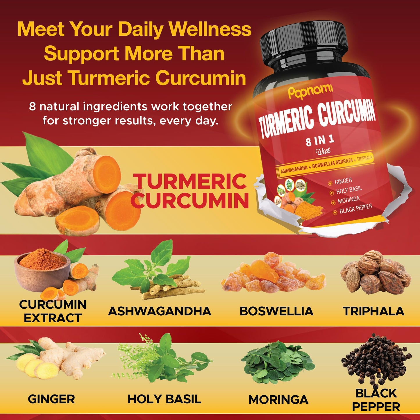 Papnami Turmeric Curcumin Extract Capsules, 90 Count