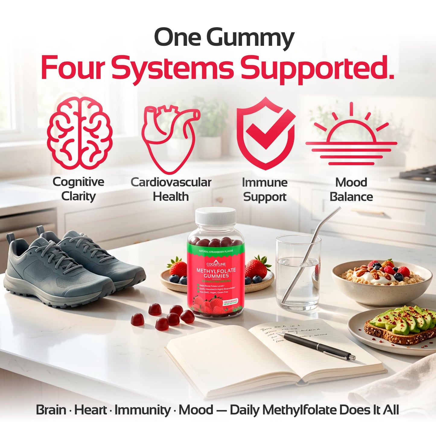 CogniTune L-Methylfolate 1000mcg Gummies, 120 Count