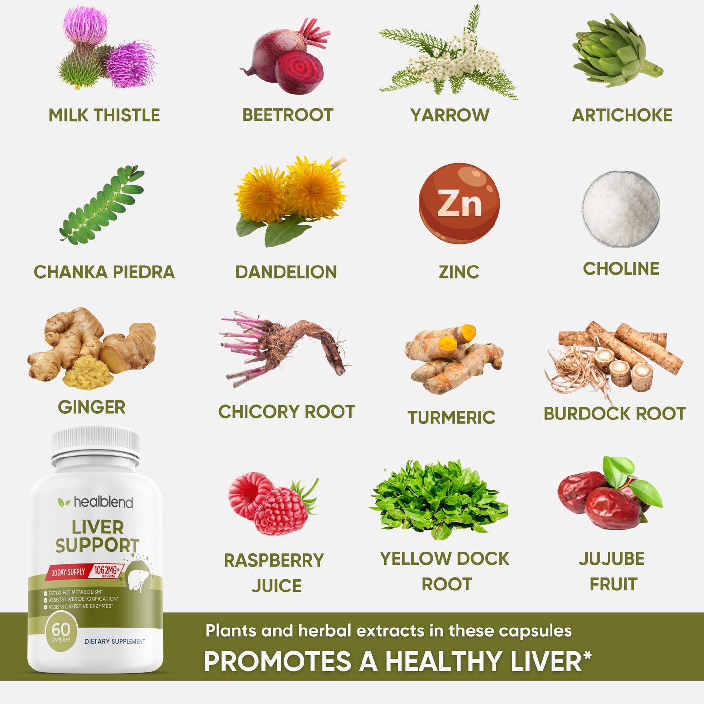 Healblend Liver Support Milk Thistle and Zinc Capsule 60 Count