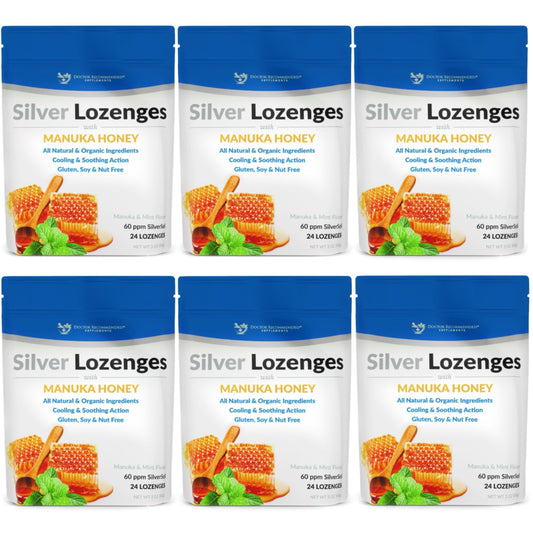 DOCTOR RECOMMENDED SUPPLEMENTS Silver Lozenges with Organic Manuka Honey and Vitamin C - All-Natural Nano Silver 45-50mcg of 60 PPM Colloidal Mineral Drops to Support Immune System, Soothe, Cool Cough & Throat, 144 Lozenges