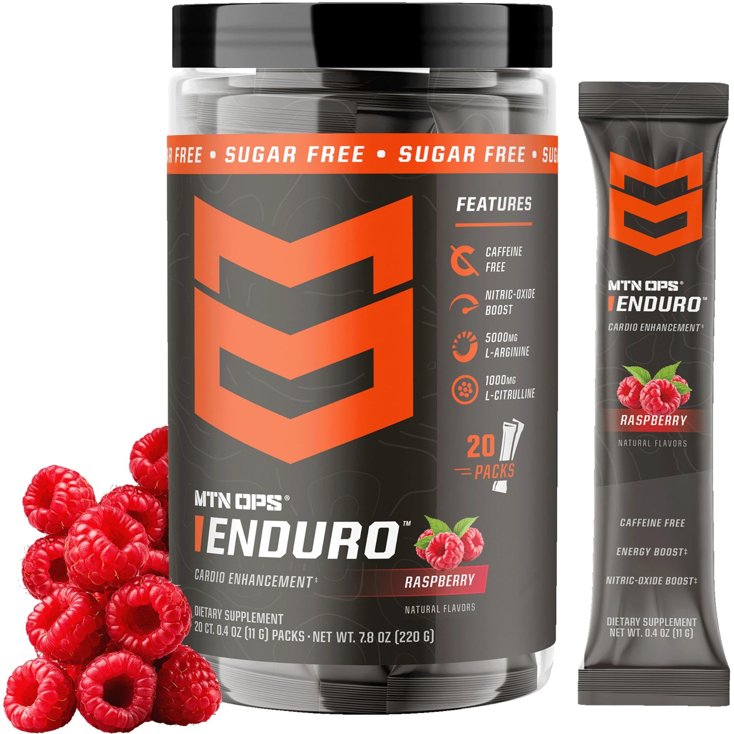 MTN OPS Enduro Stim-Free Pump Pre Workout Trail Packs Powder, 1 Ounce