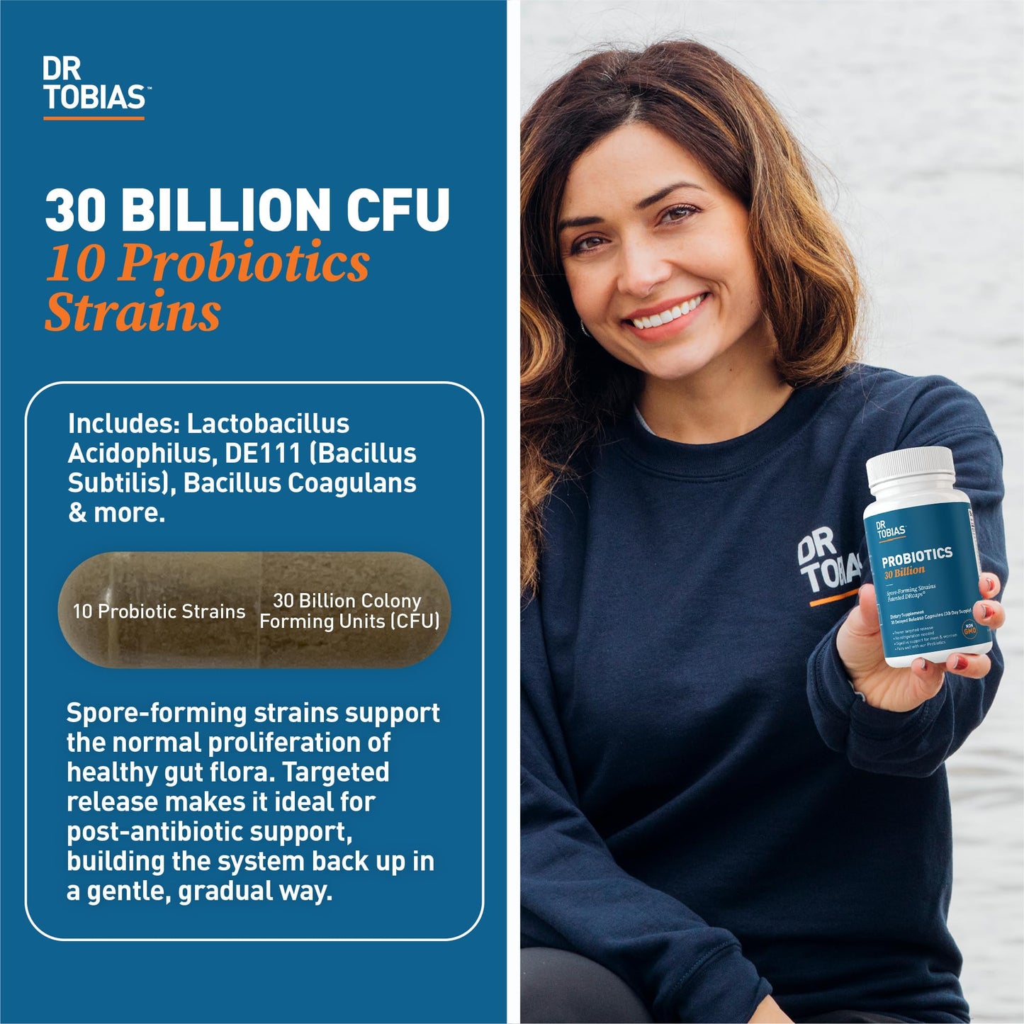 Dr. Tobias Probiotics 30 Billion CFU Capsules, 90 Count