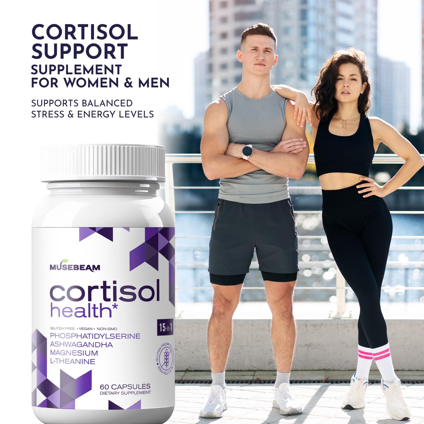 Musebeam Cortisol Detox Supplement for Women and Men - Magnesium Ashwagandha - Capsule, 60 Count