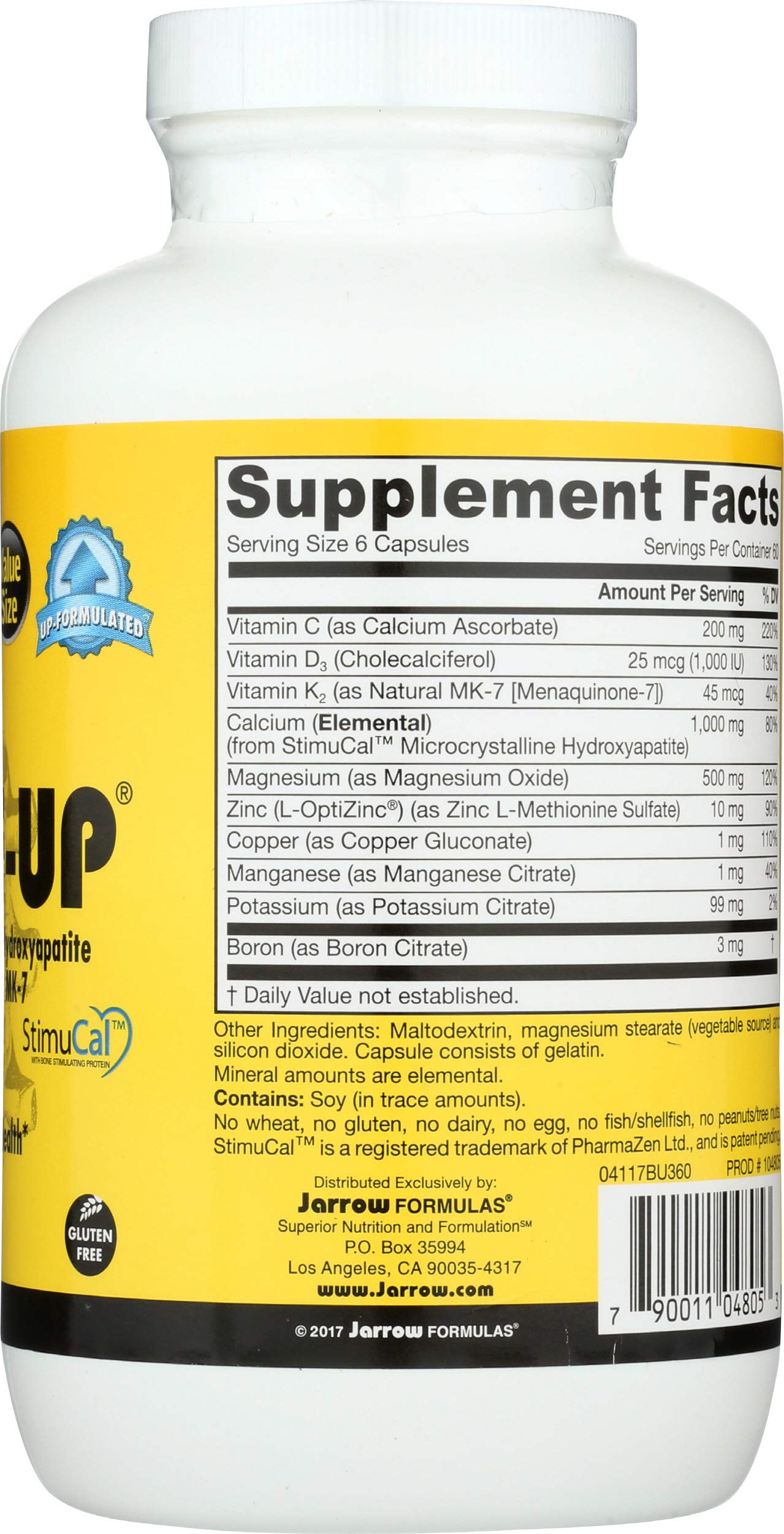 Jarrow Formulas BoneUp for Bone Density Vitamin D3 and K2 Calcium Support Promotes Skeletal Nutrition, 360 Capsules
