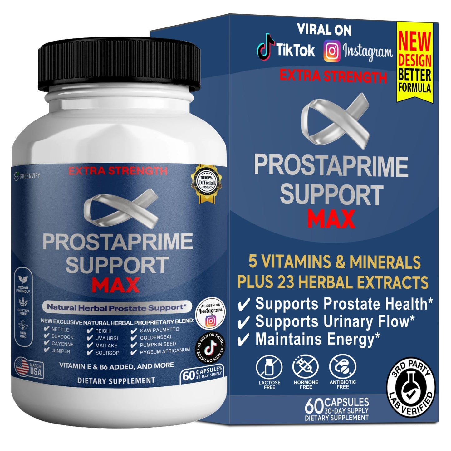 GREENVIFY Prostaprime Support Max Extra Strength Prostate Supplement Saw Palmetto Capsule 60 Count