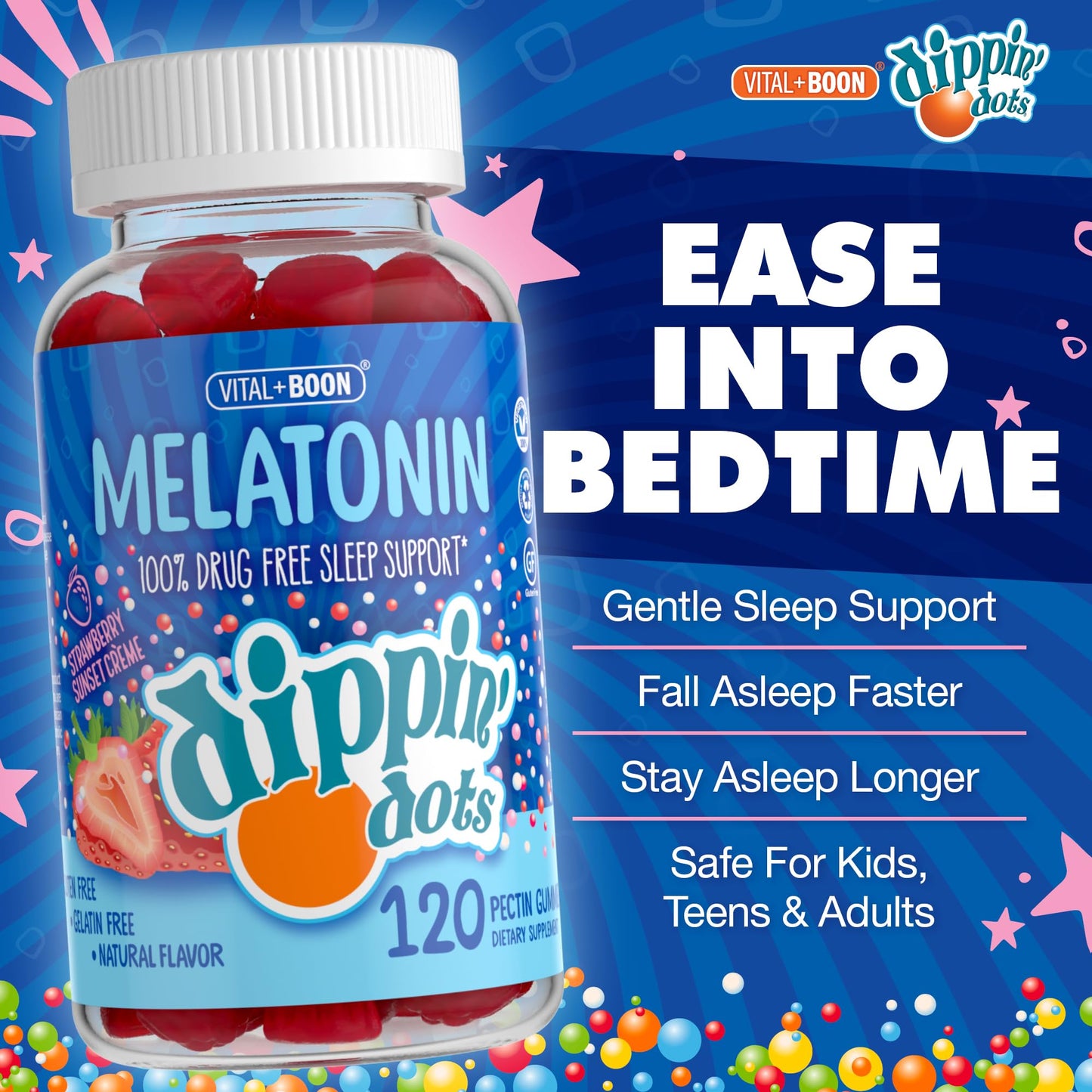 Vital+Boon Dippin' Dots Kids Melatonin Gummies 120 Gummies