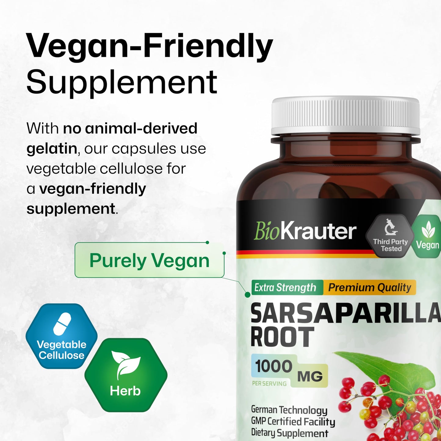 BIO KRAUTER Sarsaparilla Root for Liver Support Capsules, 250 Count