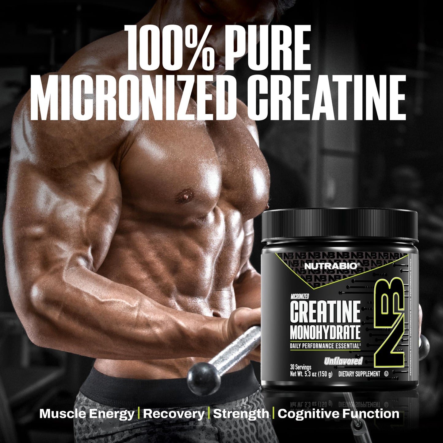 NutraBio Pure Micronized Creatine Monohydrate Powder Supplement, 5.3