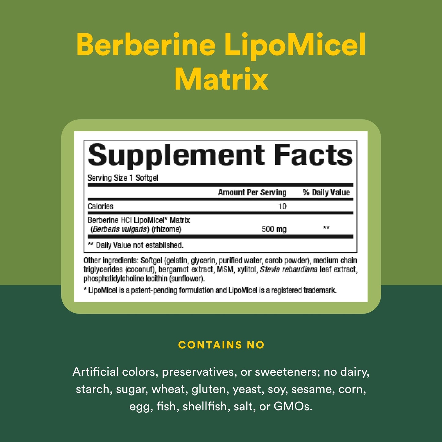 Natural Factors Berberine LipoMicel Matrix Softgels 90