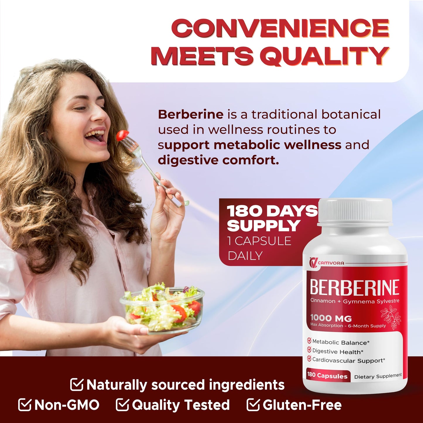 CAMVORA Berberine 1000mg Liposomal Capsules, 180 Count