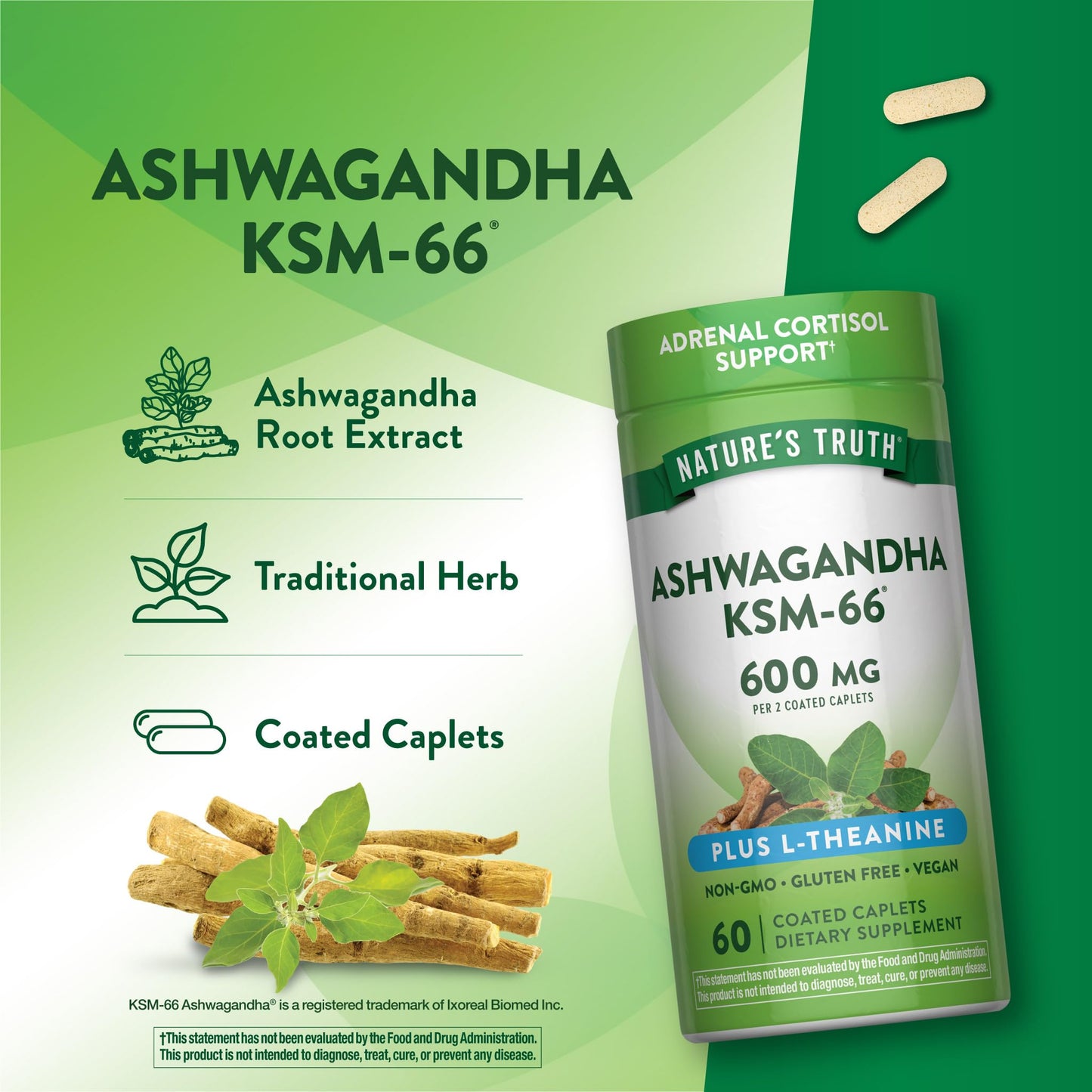 Nature's Truth KSM-66 Ashwagandha Caplets 60 Count