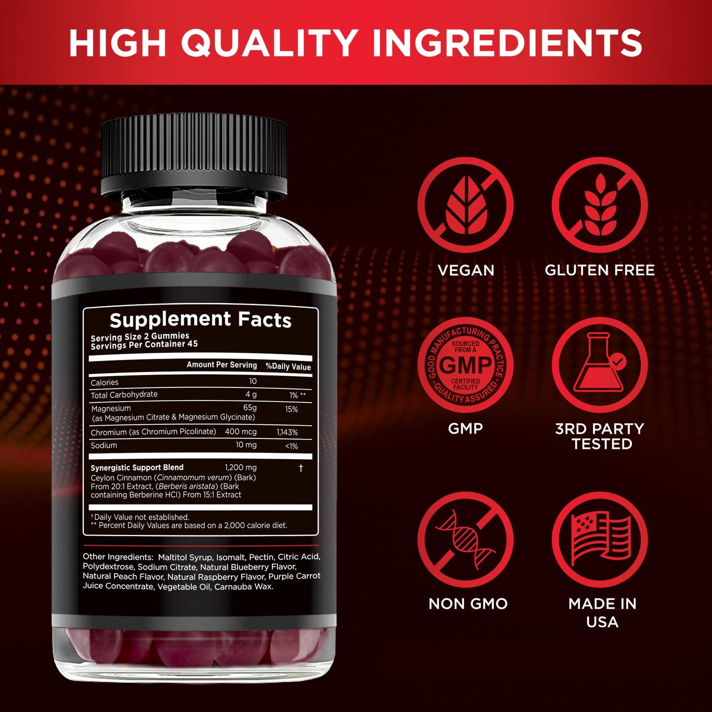 Effective Nutra Berberine Gummies with Ceylon Cinnamon, 90 Count