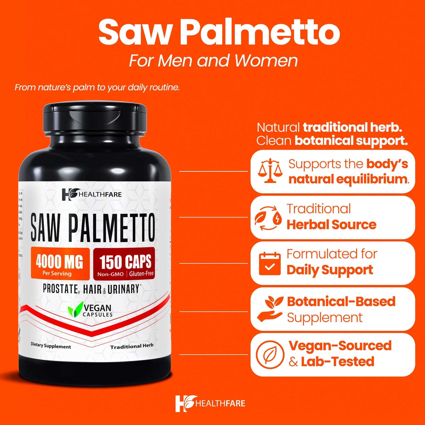 Healthfare Saw Palmetto Extract Capsules, 150 Capsules