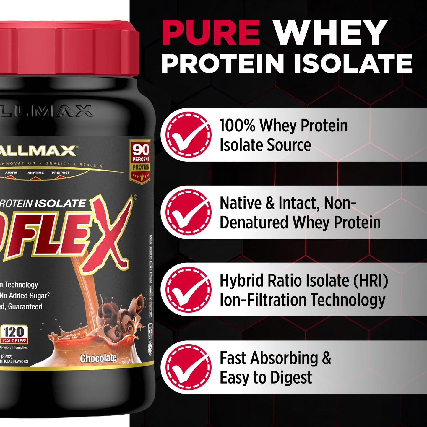 ALLMAX ISOFLEX Pure Whey Isolate Protein Powder, 32 Servings