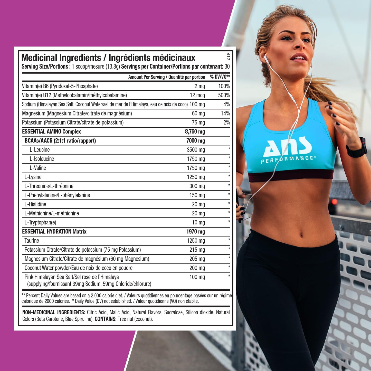 ANS Performance Quench EAA Aminos + Electrolytes Powder 14.6 Ounce Pineapple Passionfruit