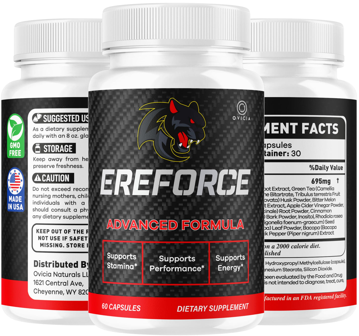 OVICIA Ereforce Capsules, Premium All Natural Maximum Strength Daily Pills, 120 Capsules