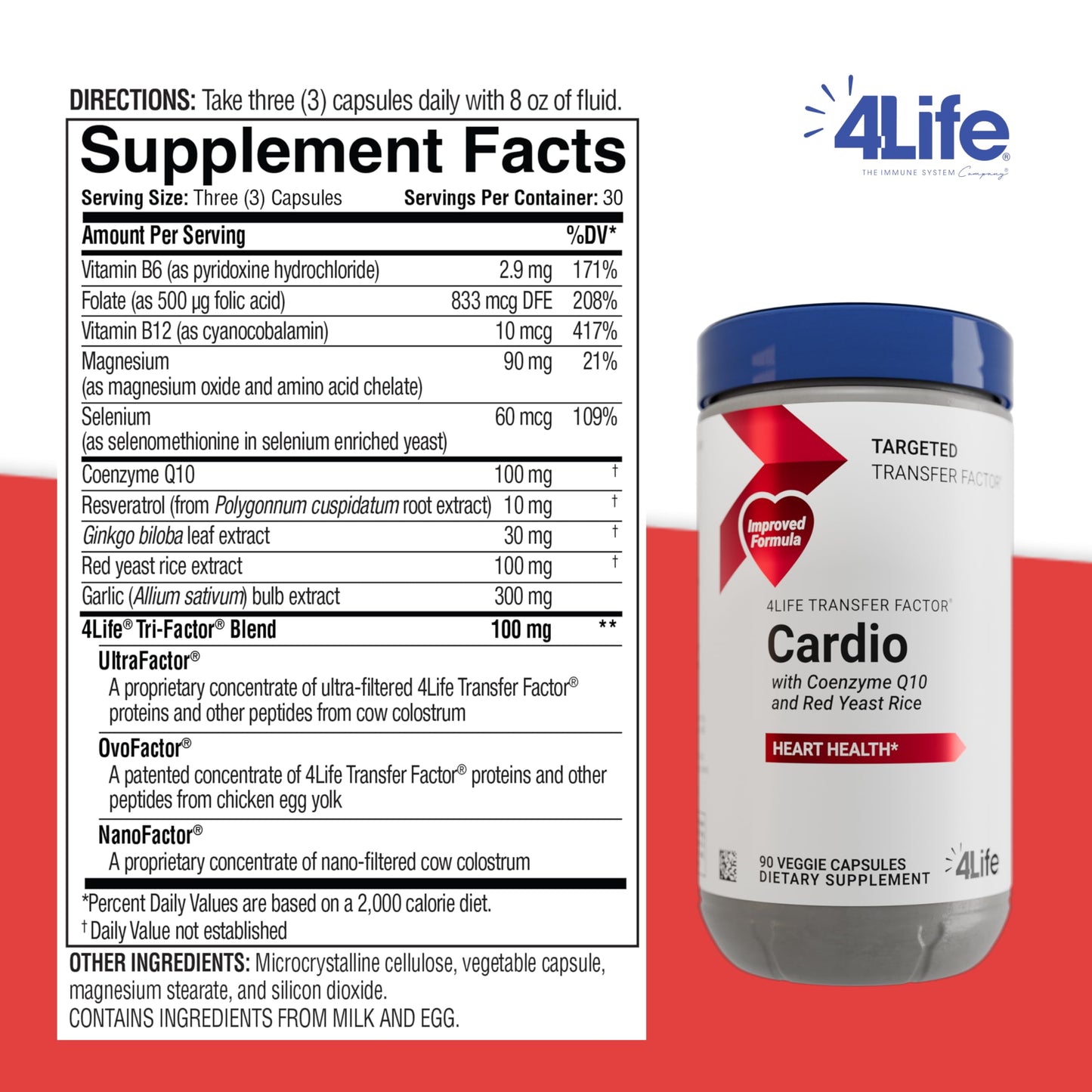 4Life Transfer Factor Cardio Heart Support with CoQ10 Garlic 90 Capsules