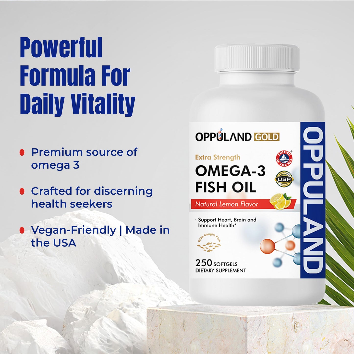 Oppuland Omega 3 Fatty Acids Fish Oil Supplement Softgels 250