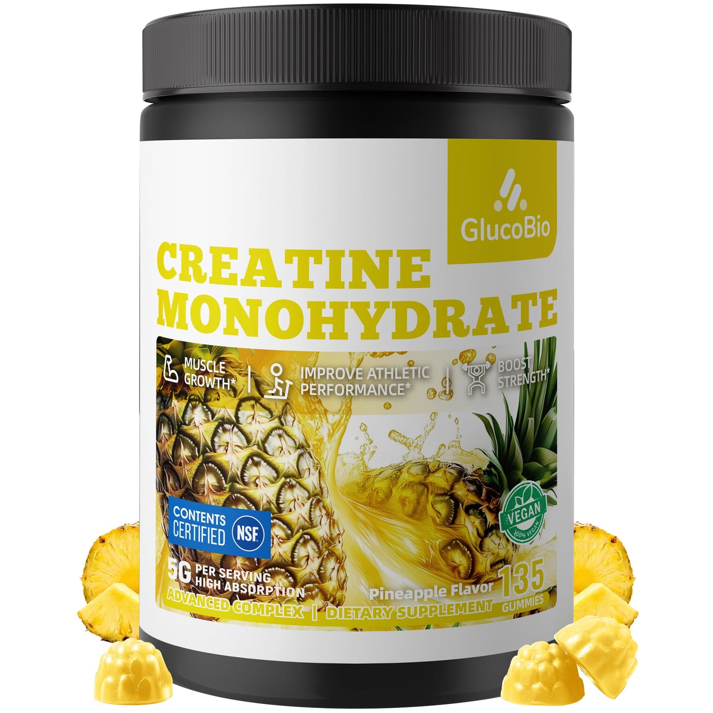 GlucoBio Creatine Monohydrate Gummies 135 Count