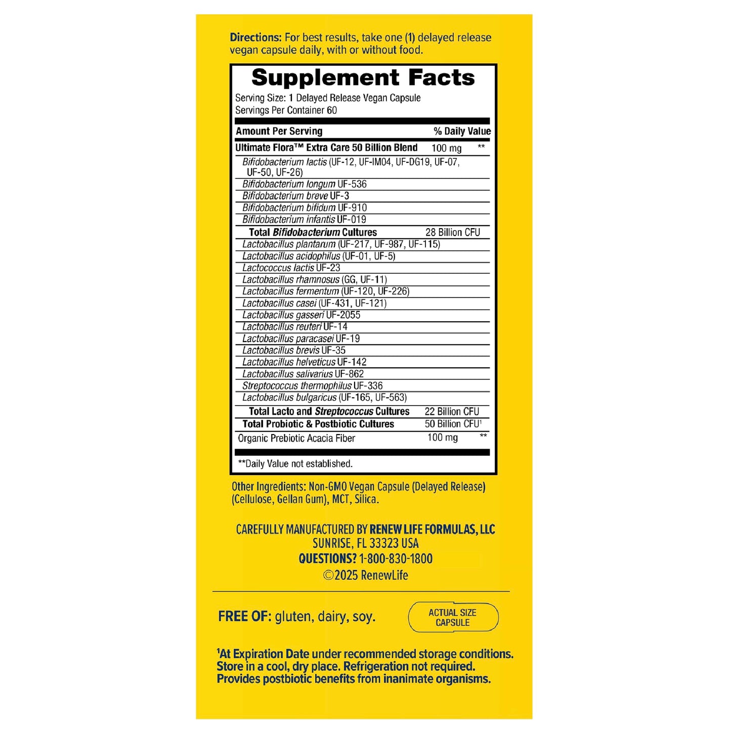 Renew Life Extra Care Ultimate Flora Probiotic 50 Billion Capsule 60 Count