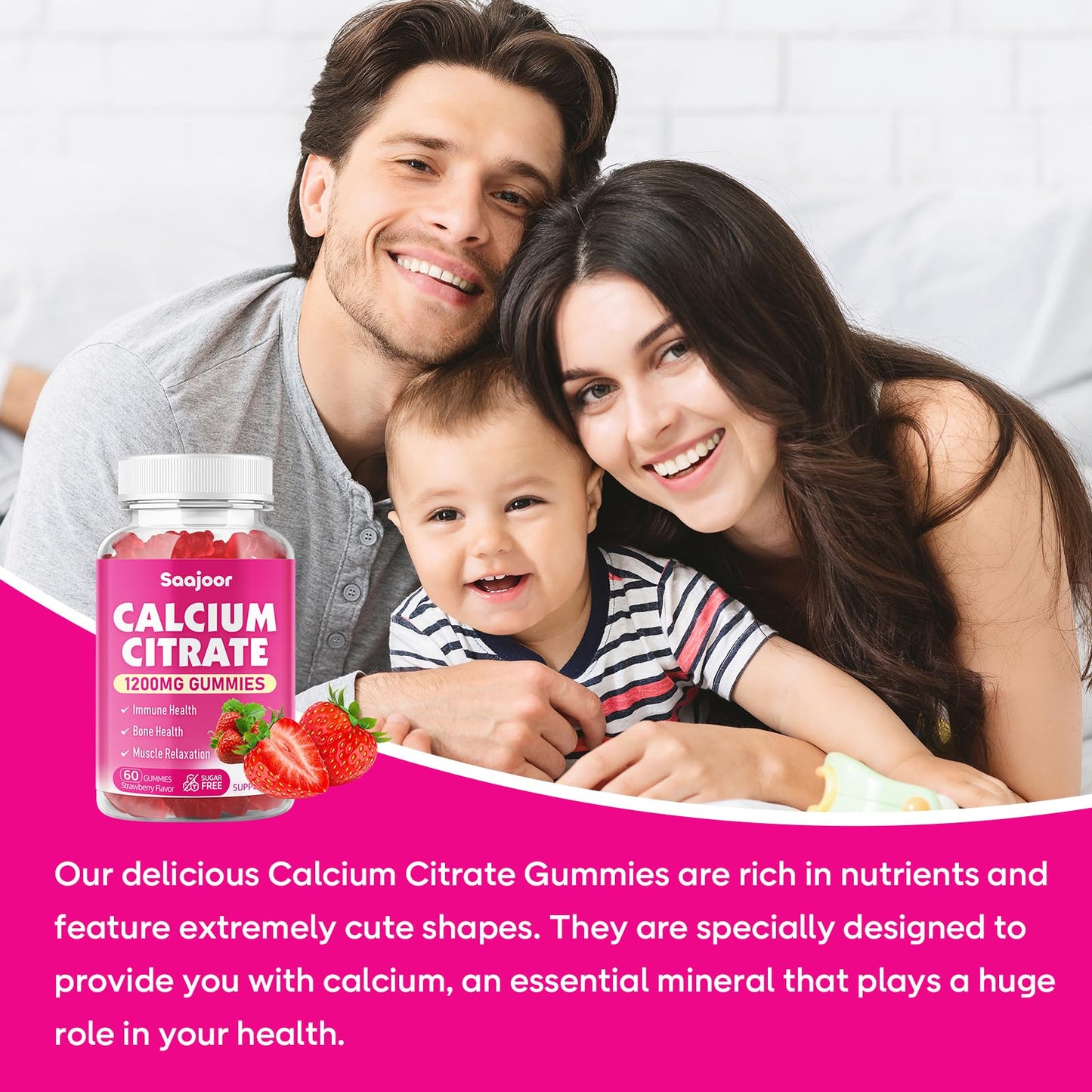 Saajoor Calcium Citrate Gummies 1200 mg Gummy 60 Count
