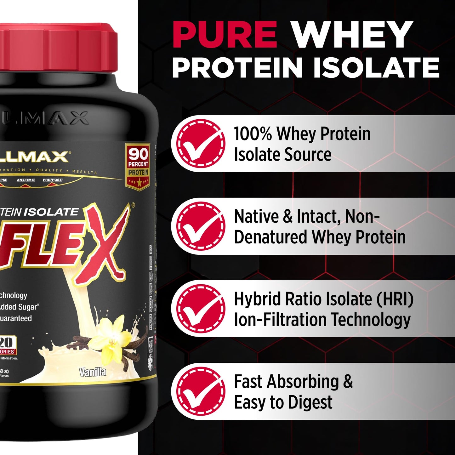 ALLMAX ISOFLEX Pure Whey Isolate Protein Powder 80 Servings