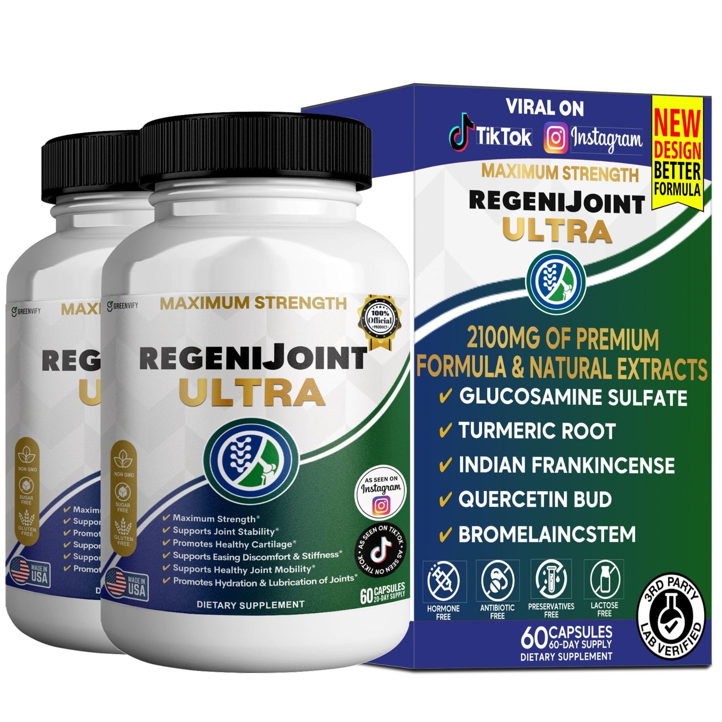GREENVIFY RegeniJoint Ultra Maximum Strength Joint Support Supplement 60 Capsules