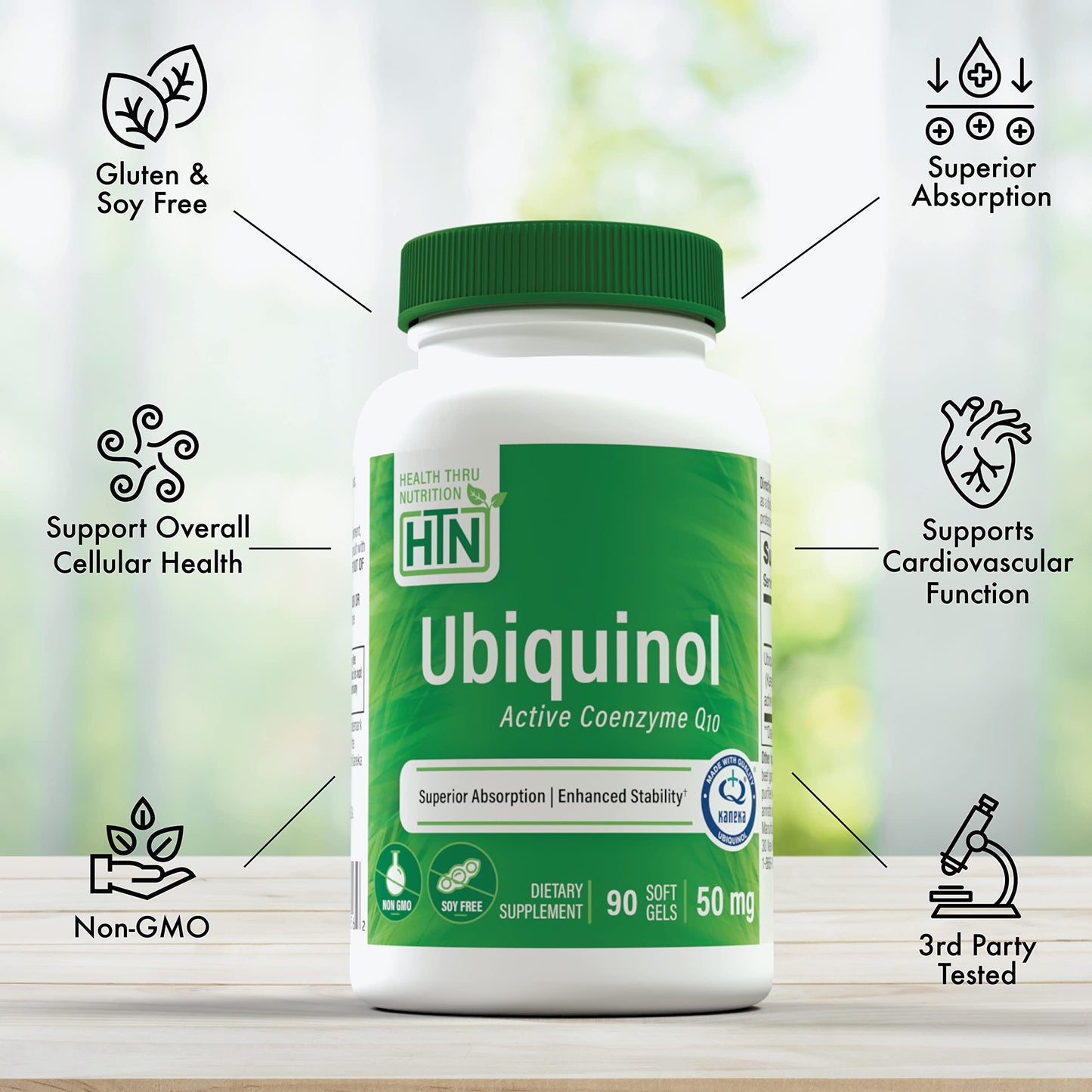 Health Thru Nutrition Ubiquinol 50mg Softgels 90 Count