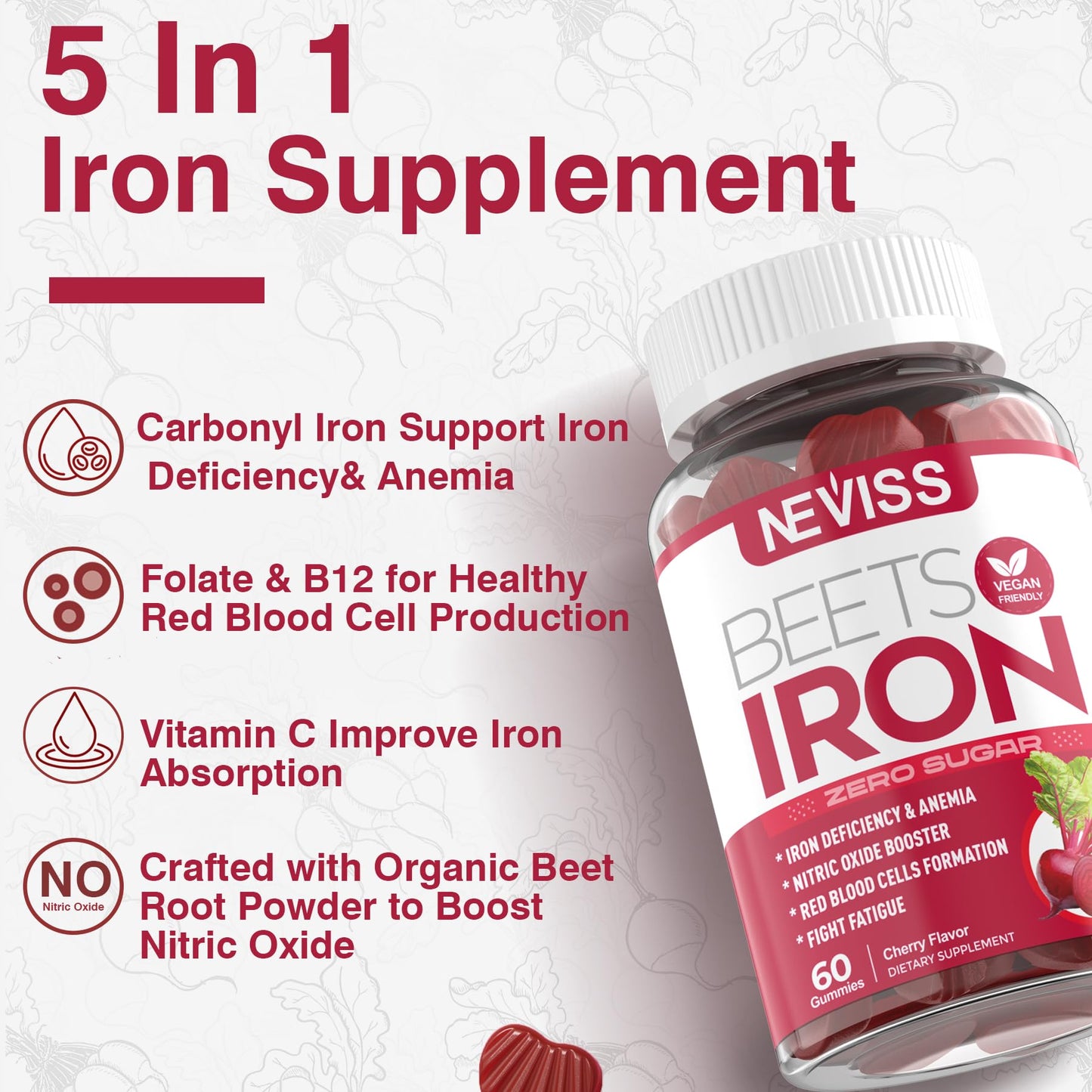 NEVISS Iron + Zinc Copper Gummies