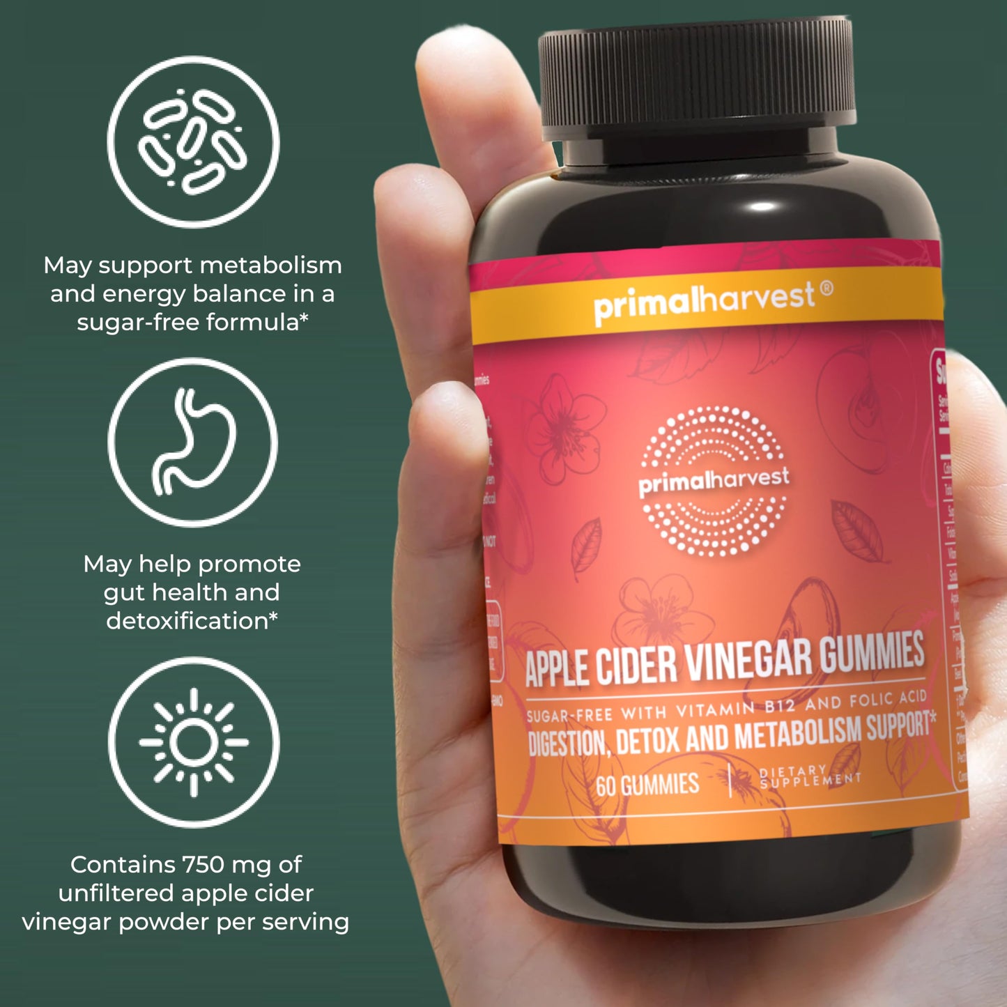 Primal Harvest ACV Gummies, 120 Gummies