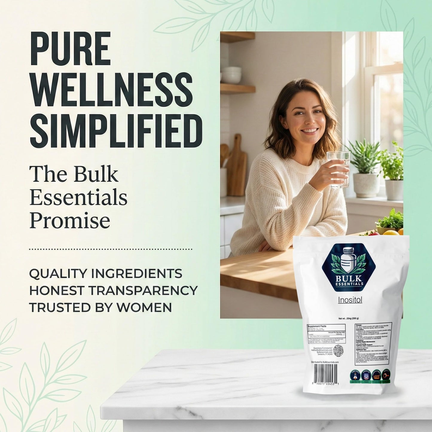 Bulk Essentials Myo Inositol Supplement for Women Unflavored Powder 8.81 oz