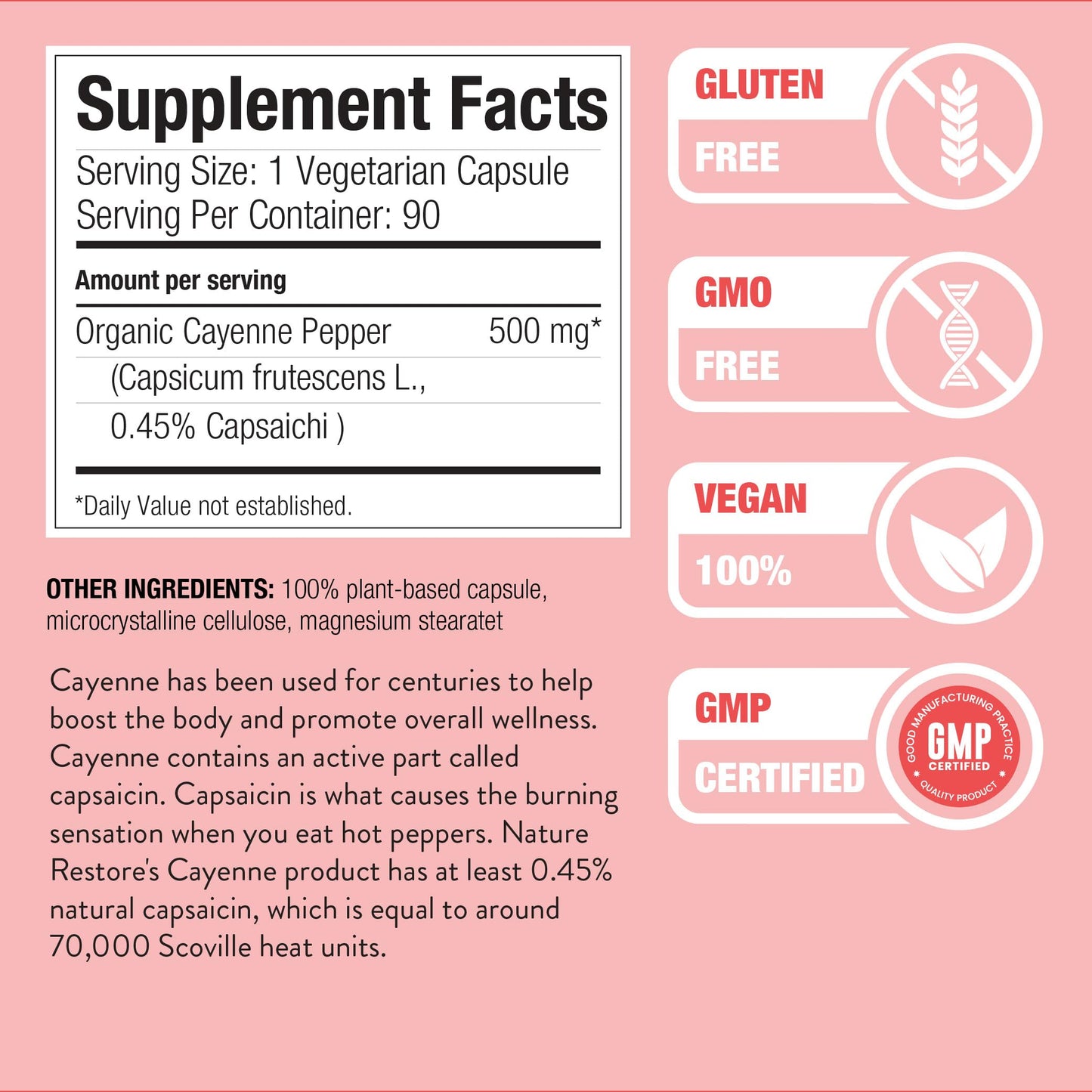 Nature Restore Cayenne Pepper Extract Supplement Capsules, 90 Capsules