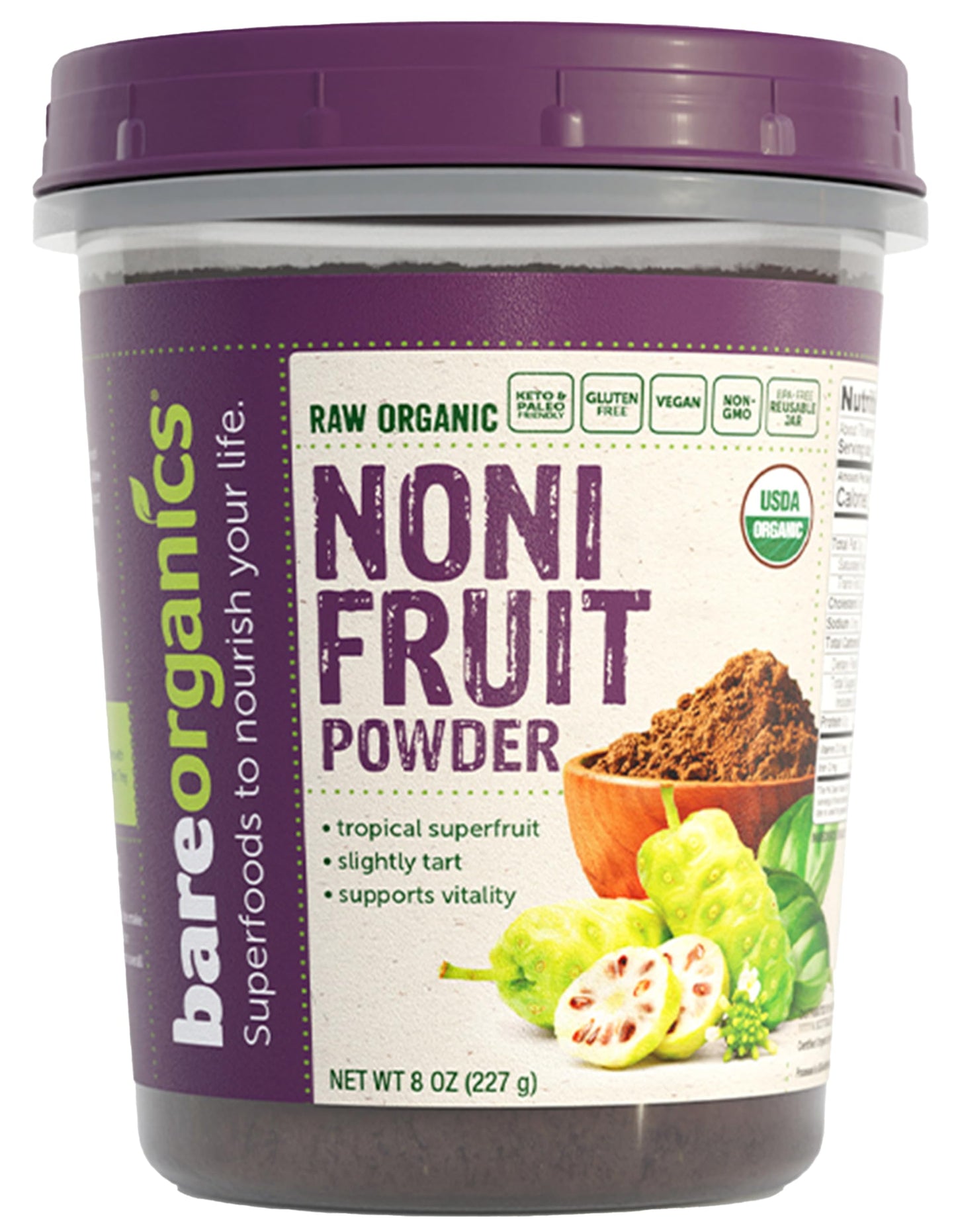 BareOrganics Organic Noni Fruit Powder, 8 oz