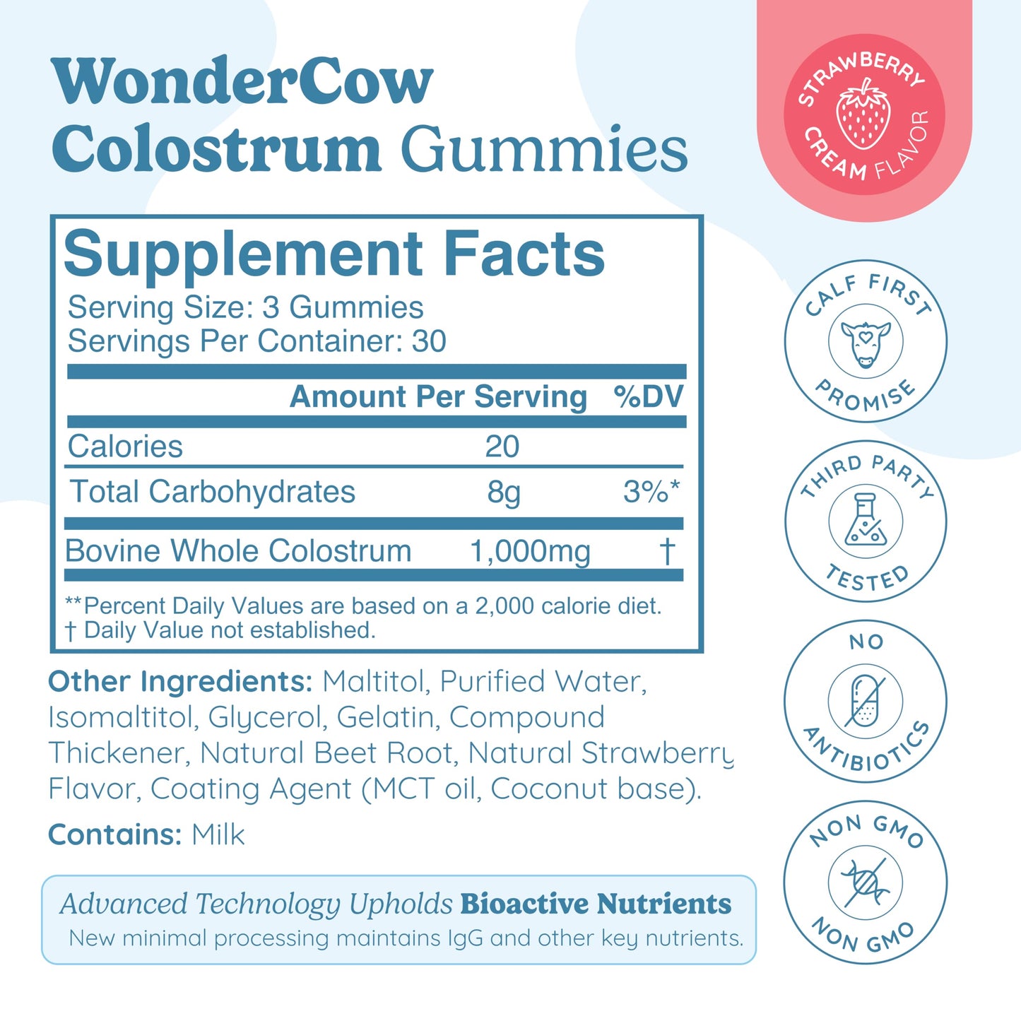 WONDERCOW Colostrum Supplement, 90 Gummies