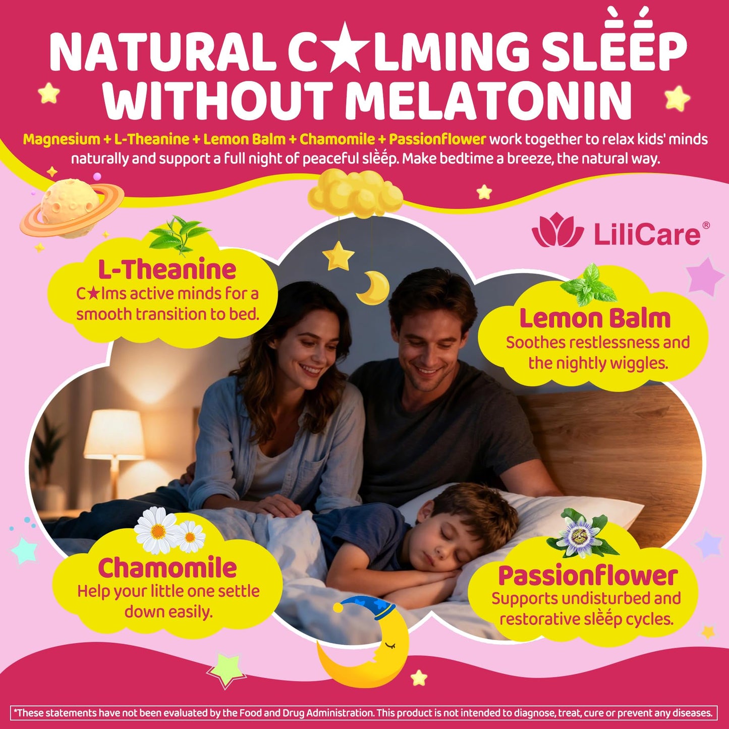 LILICARE Kids Calm Magnesium Glycinate Gummies, 60 Count