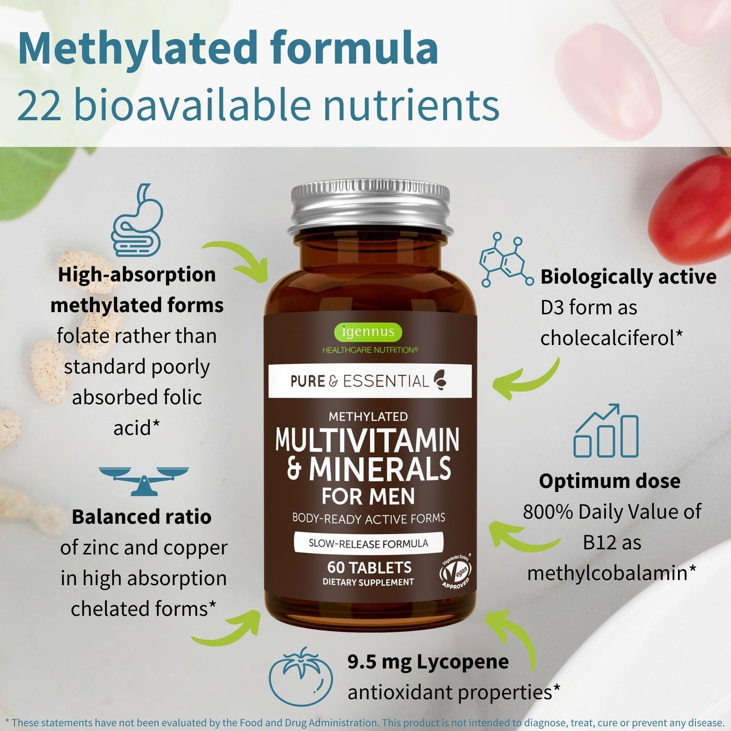 Igennus Healthcare Nutrition Methylated Multivitamin for Men & Women Tablet, 120 Count