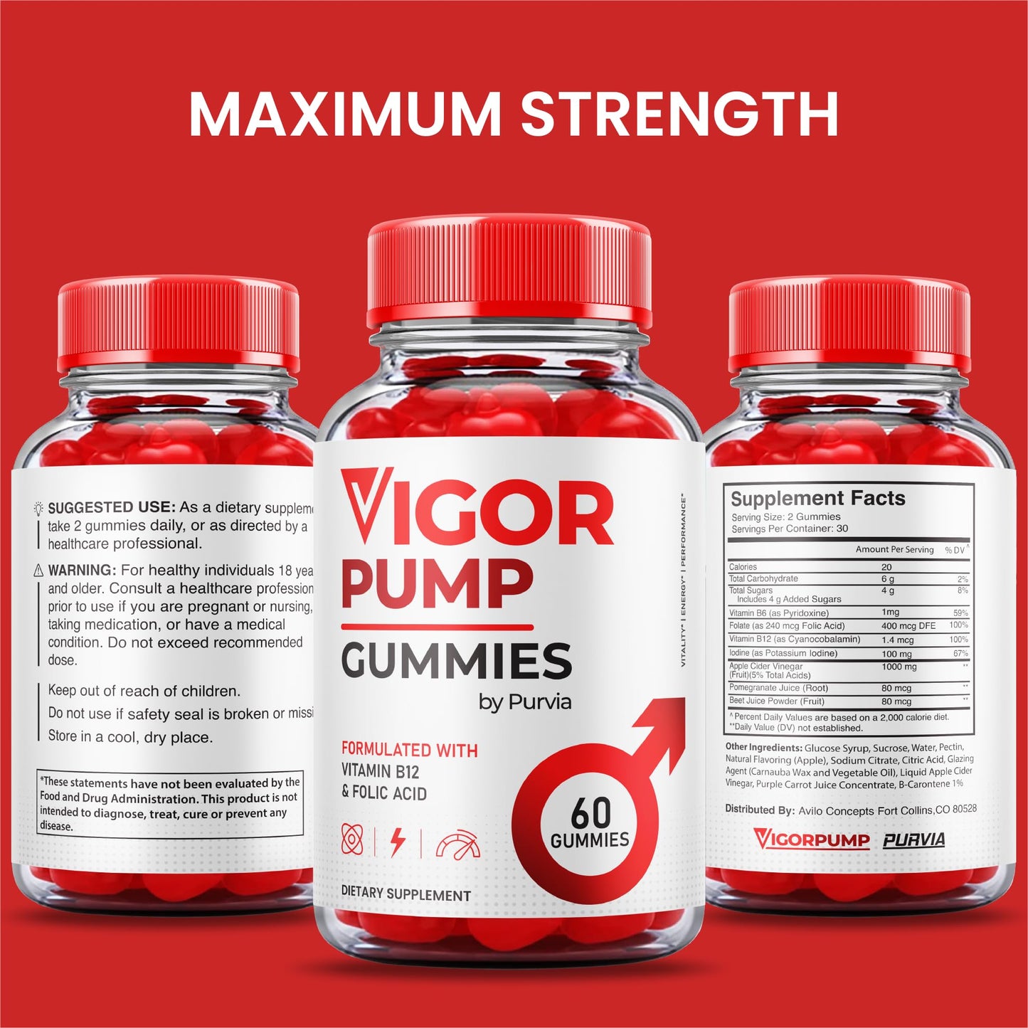 Purvia Vigor Pump Gummies 120 Count