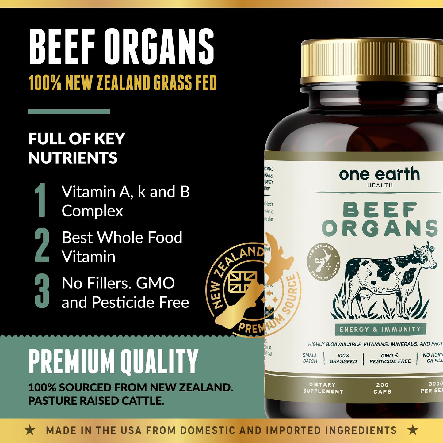 One Earth Health Beef Organs and Heart 120 Capsules