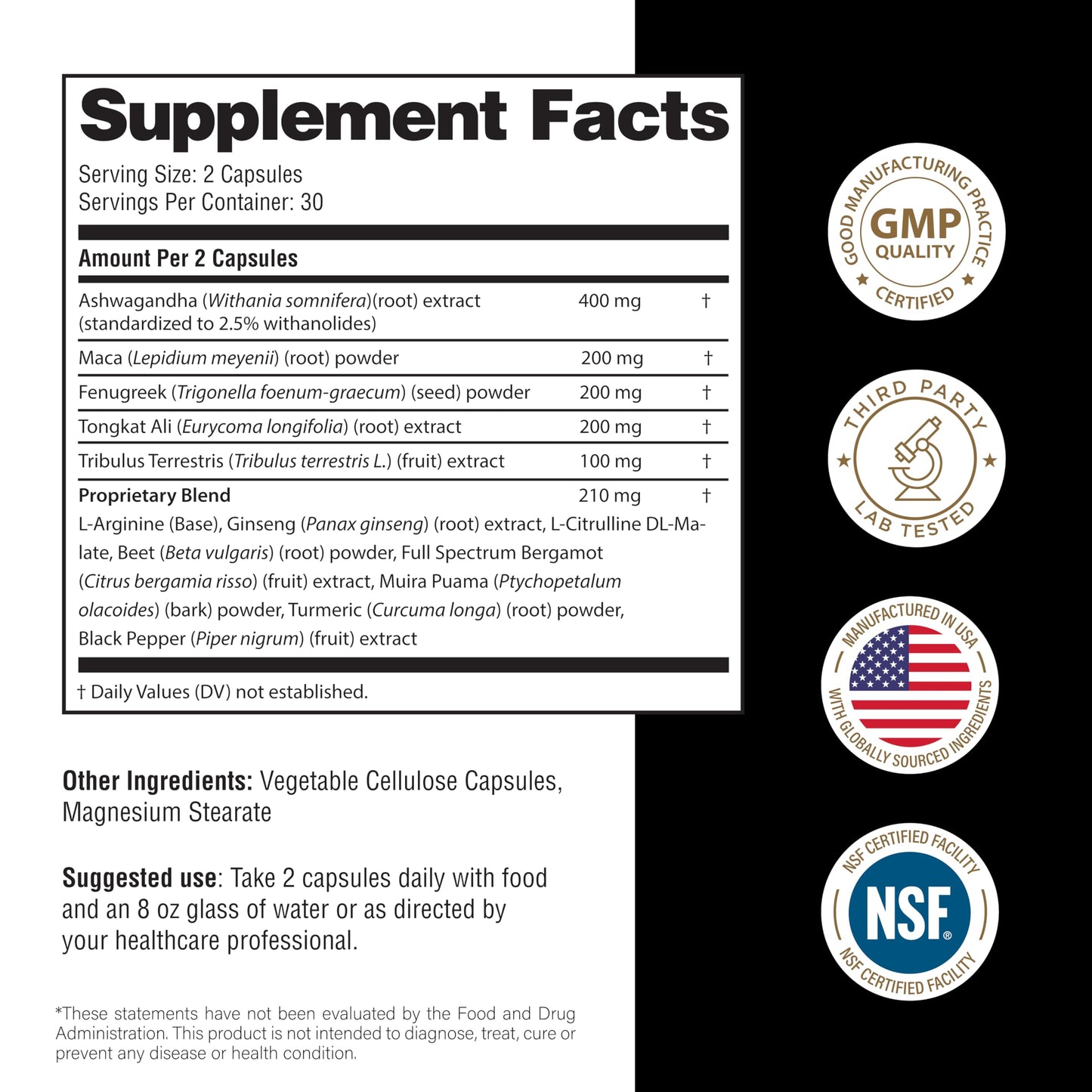 Sandhu's Maca Root, Fenugreek with Ashwagandha L-Arginine, Ginseng and Muira Puama Capsules, 60 Count