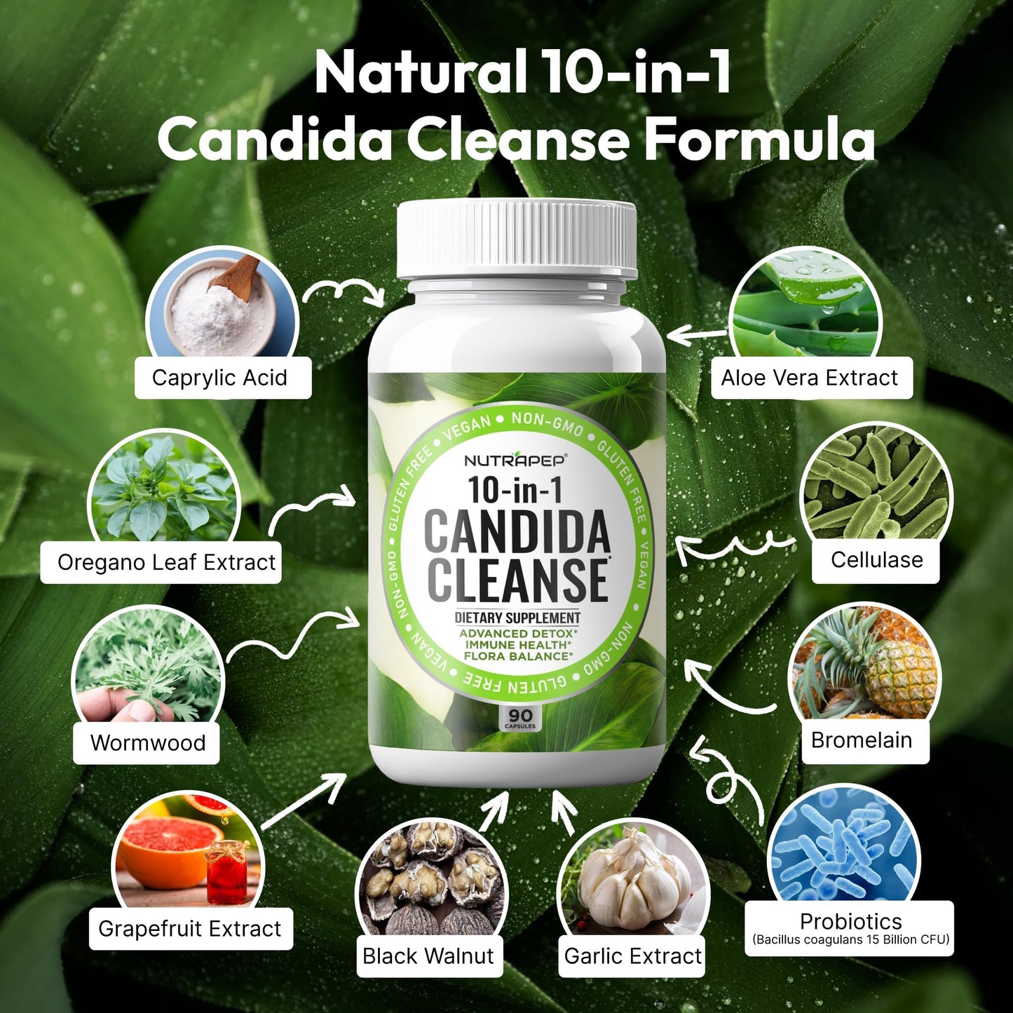 NutraPep Candida Cleanse Detox Capsules 90 Count