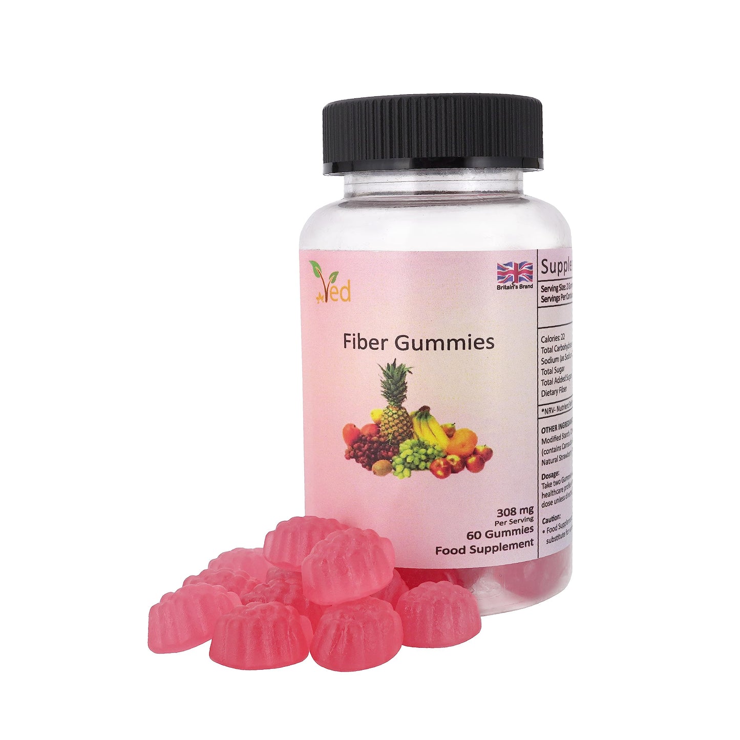 Ved Fiber Gummies Strawberry Flavour Gummy 90 Count