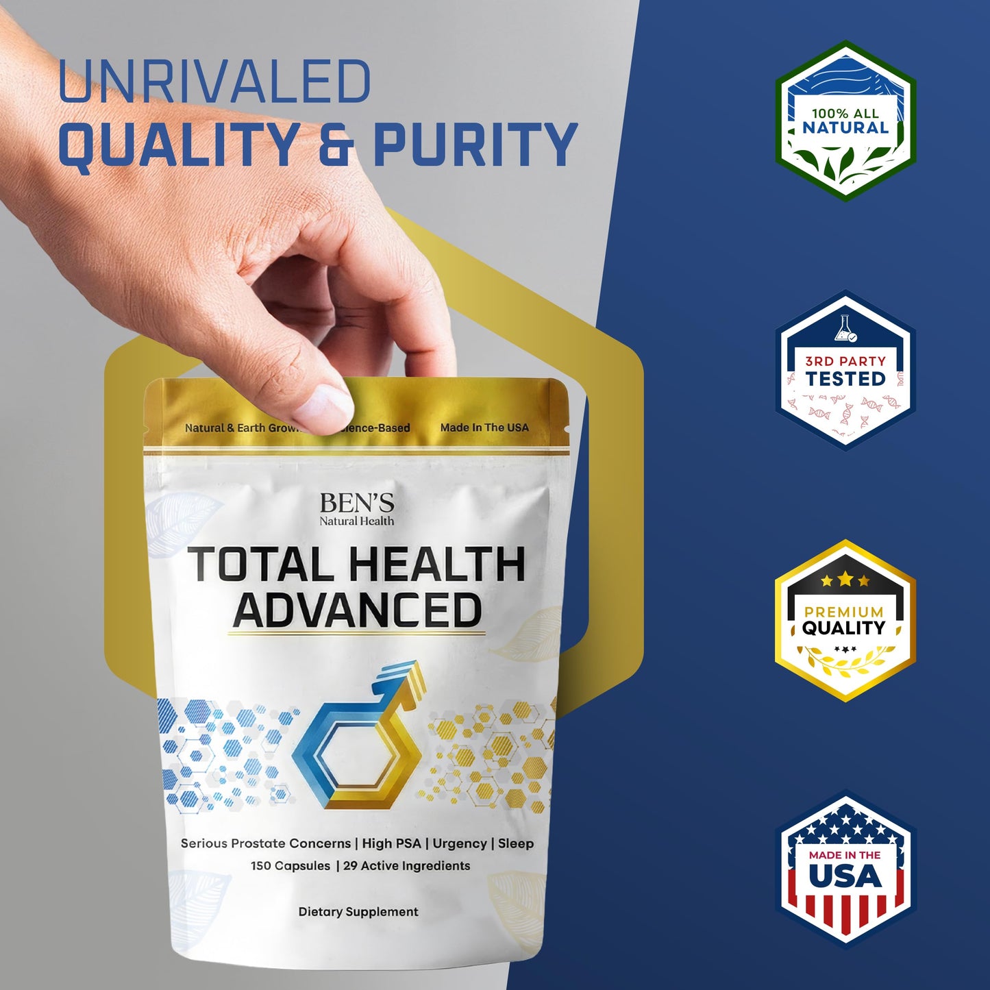 Ben's Natural Health Total Health Advanced Prostate Support Supplement Capsules 450