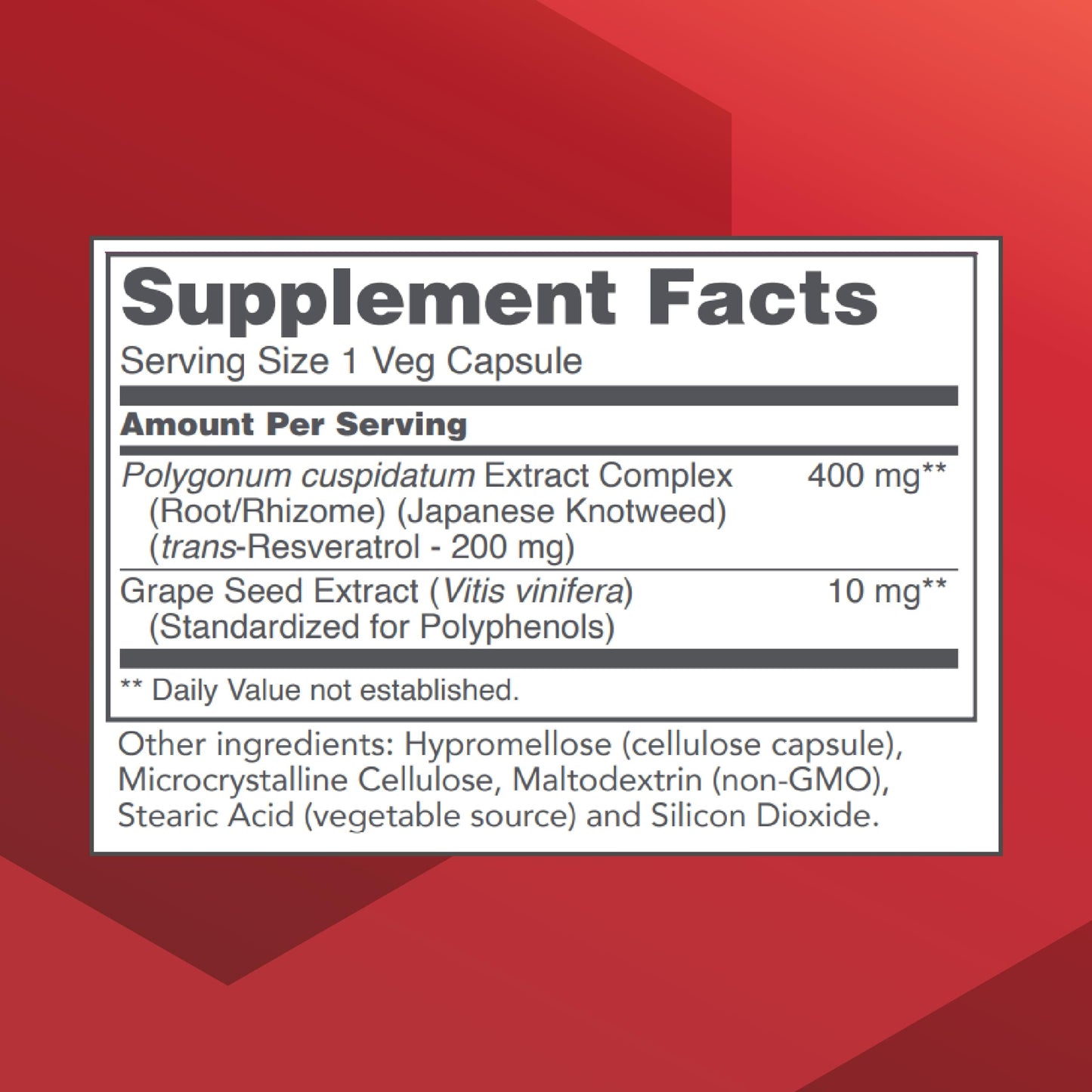 Protocol for Life Balance Resveratrol 200 mg Trans-Resveratrol with Japanese Knotweed & Grape Seed Extract, Vegan & Non-GMO, 60 Capsules