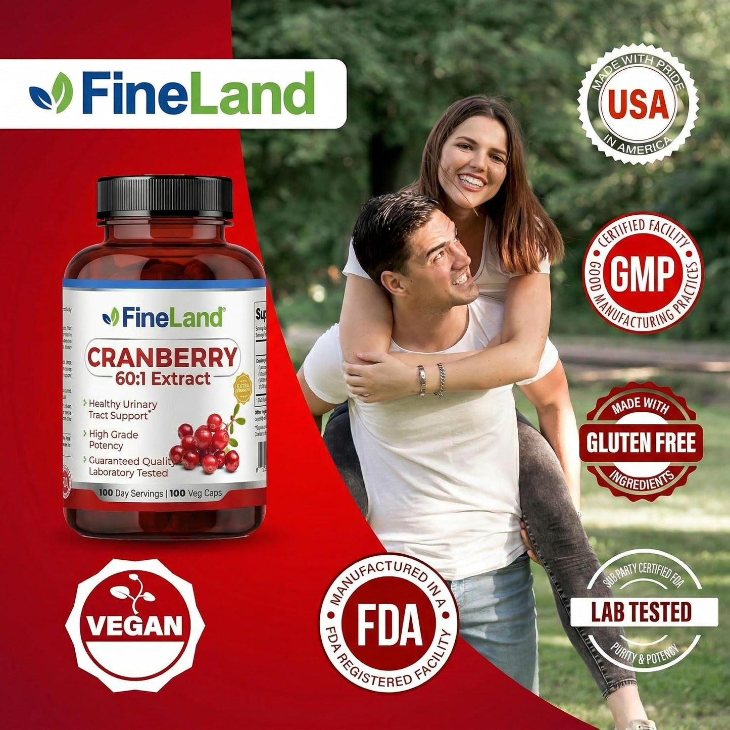 FineLand Cranberry Extract 60:1 Capsule, 100 Capsules