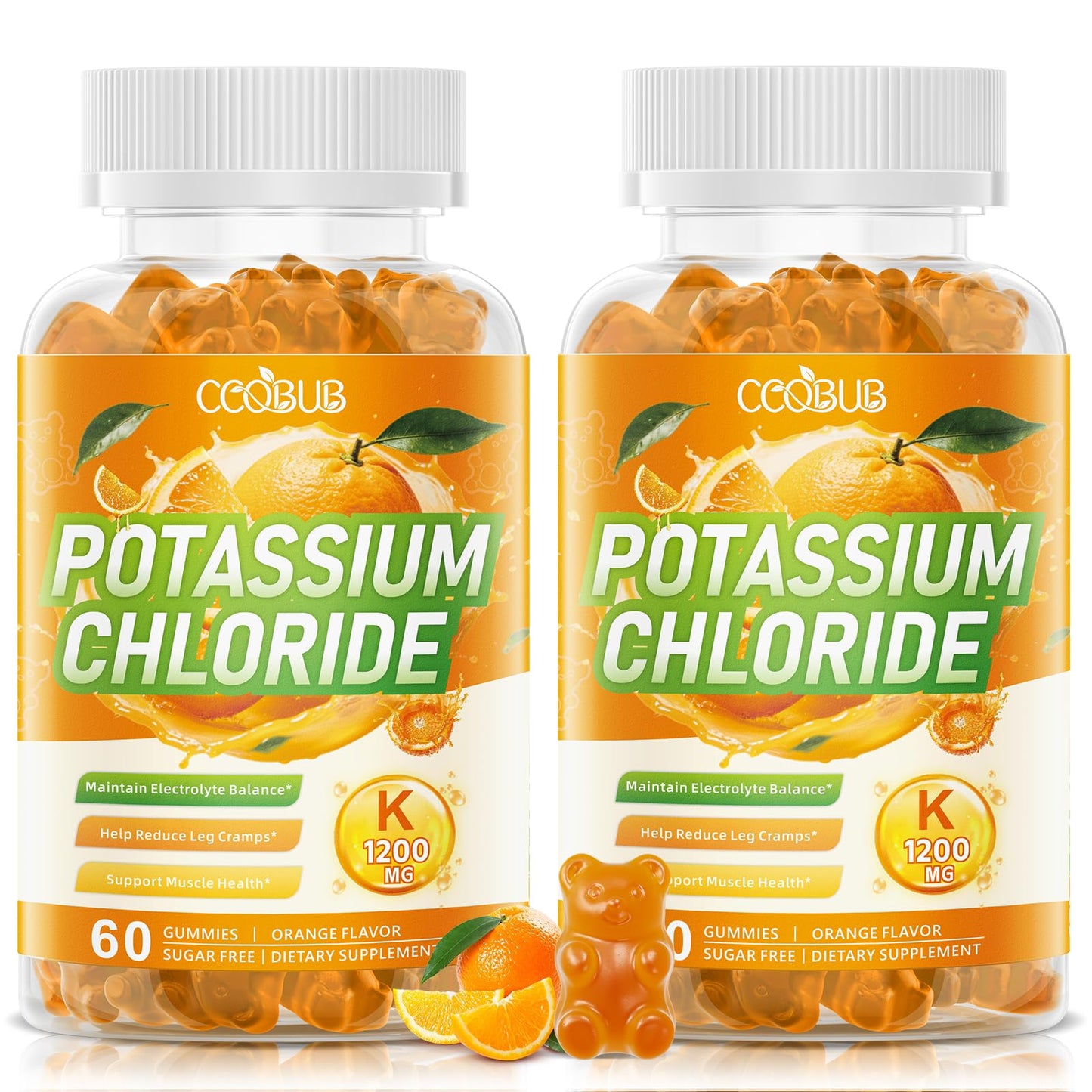 CCOBUB Potassium Gummies for Adults, 1200mg Potassium Chloride Gummies, 120 Count