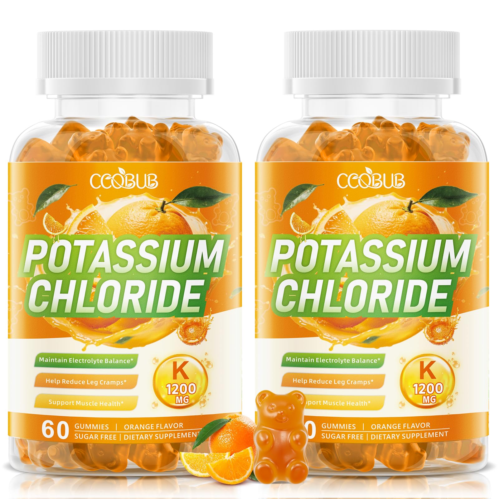 CCOBUB Potassium Gummies for Adults, 1200mg Potassium Chloride Gummies, 120 Count