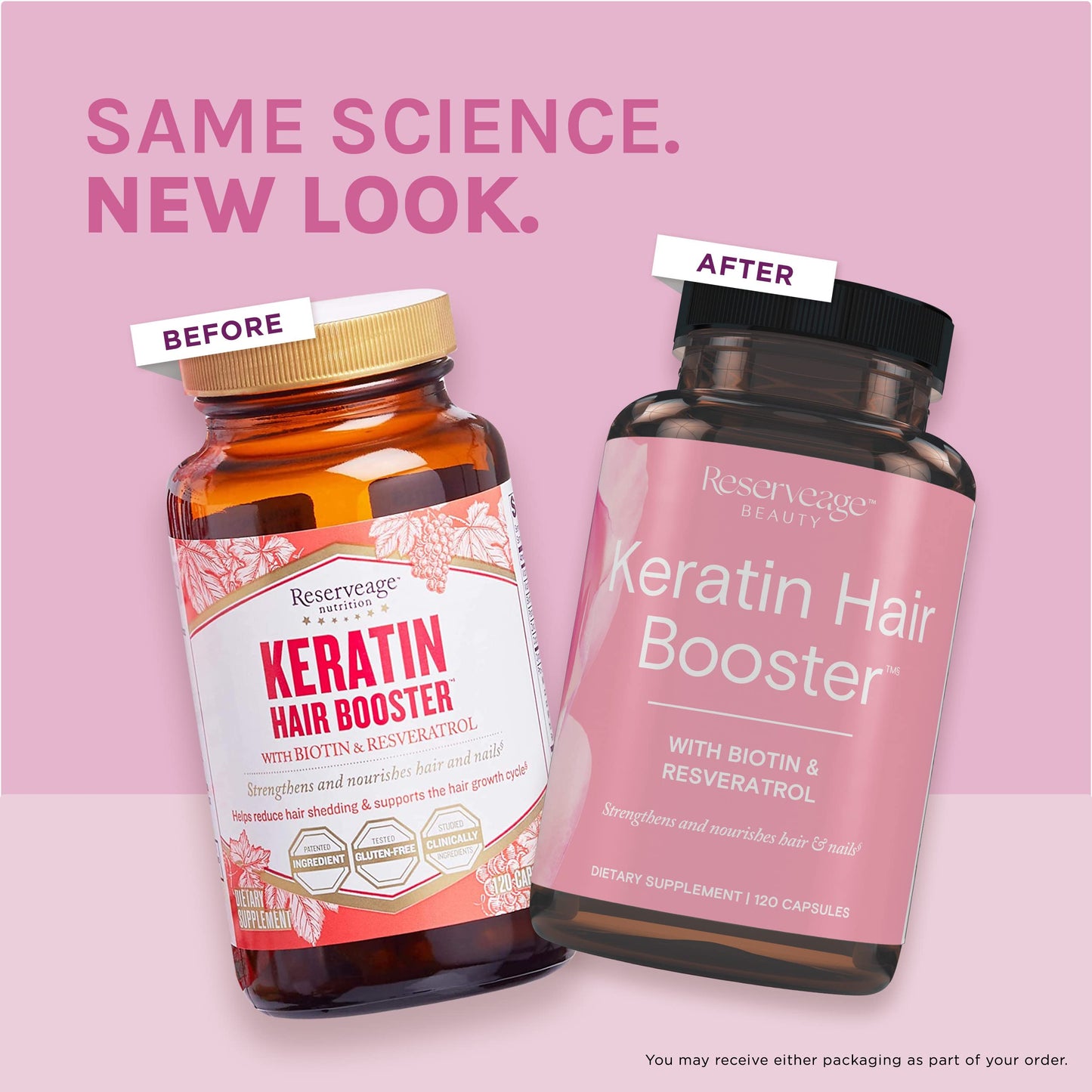 Reserveage Nutrition Beauty Keratin Hair Booster with Biotin & Resveratrol Capsule, 120 Capsules