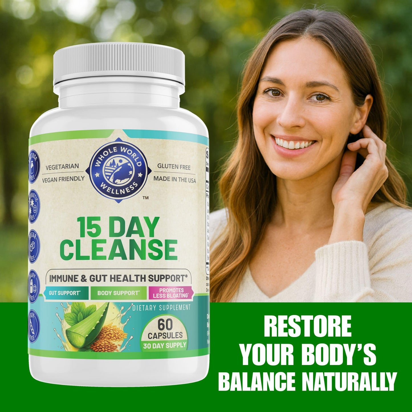 WHOLE WORLD WELLNESS 15 Day Cleanse Capsule, 60 Count